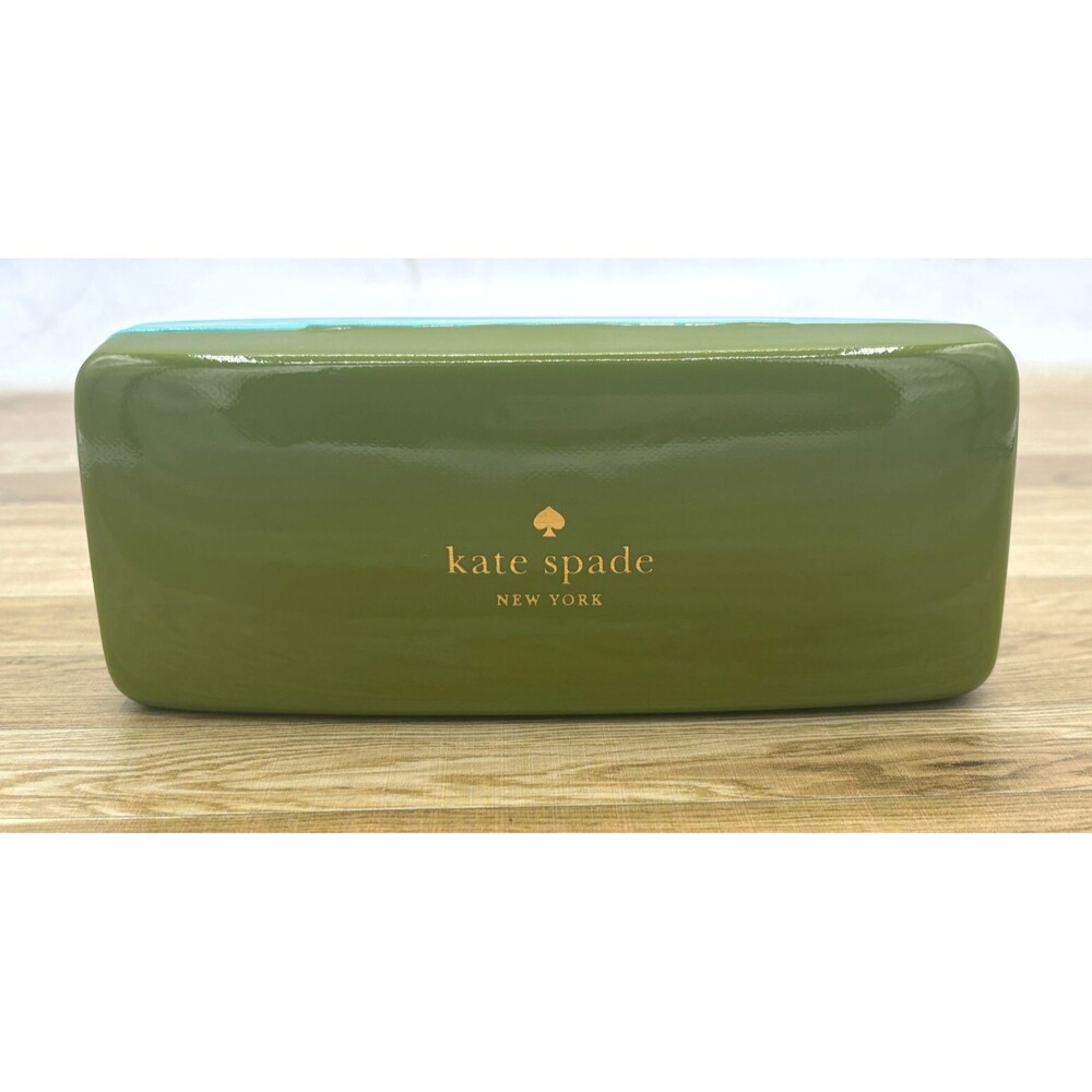 Kate Spade NY Eyeglass Sunglasses Hard Shell Case Only Lens Cloth Green Blue EUC